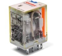 Реле Shenler НТК Приборэнерго, 4CO, 6A(250VAC/30VDC), 12VDC, мех. индикация, тест-кнопка с блокировкой, диод +A1/-A2, LED RKF4CO012LTD1