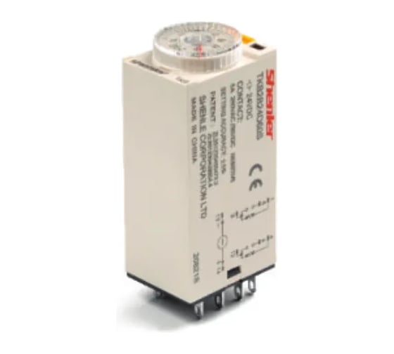 Реле времени SHENLER НТК Приборэнерго +-4CO, 5A, 24VDC, задержка включения, LED, 0.5s-10s±5_, монтаж в цоколь SKF14 TKB4B24D10S