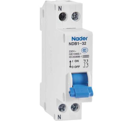 Модульный автоматический выключатель Nader NDB1-32C20/1P+N 111400004