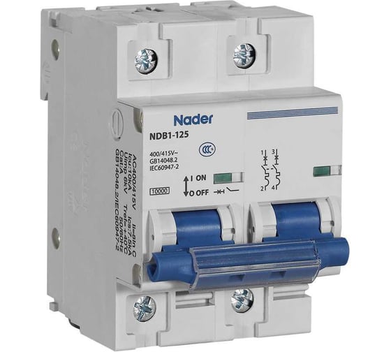 Модульный автоматический выключатель Nader NDB1-125B80/2P 111700048
