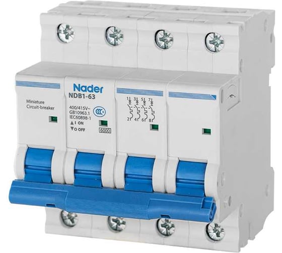 Модульный автоматический выключатель Nader NDB1-63B32/4P 111600081