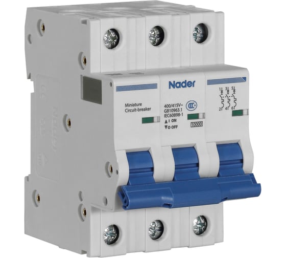 Модульный автоматический выключатель Nader NDB2-63B40/3P 112200034