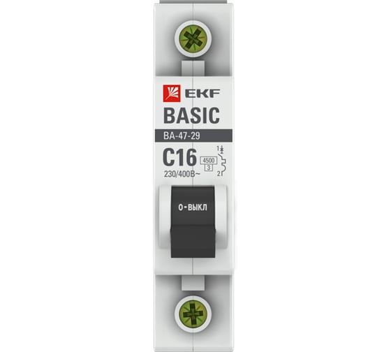 Автоматический однополюсный выключатель EKF Basic 16А С ВА47-29 4,5кА mcb4729-1-16C