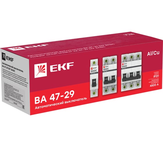 Автоматический однополюсный выключатель EKF Basic 16А С ВА47-29 4,5кА mcb4729-1-16C