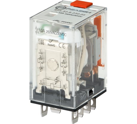 Миниатюрное силовое реле Релеон 2 CO контакта 10а ; 230в Ac; блокируемая кнопка проверки, RP532823005