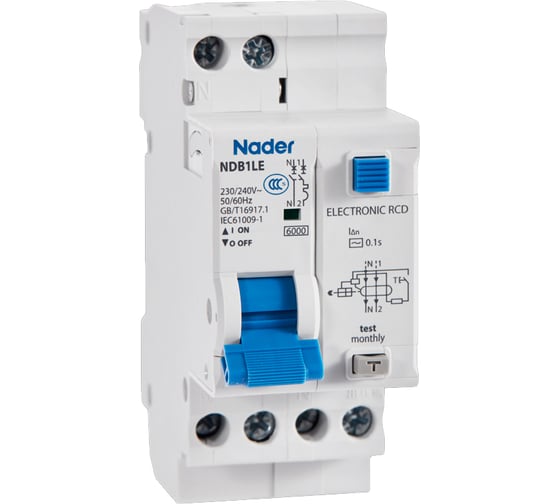 Автоматический выключатель дифференциального тока Nader NDB1LE-40C32/1P+N/100mA/AC 121100071