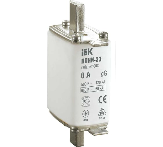 Плавкая вставка предохранителя IEK ППНИ-33, габарит 00С, 6А DPP11-006