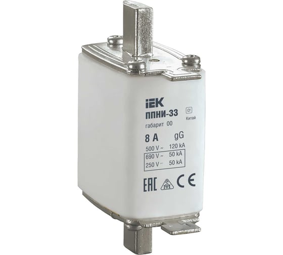 Плавкая вставка предохранителя IEK ППНИ-33, габарит 00, 8А DPP10-008