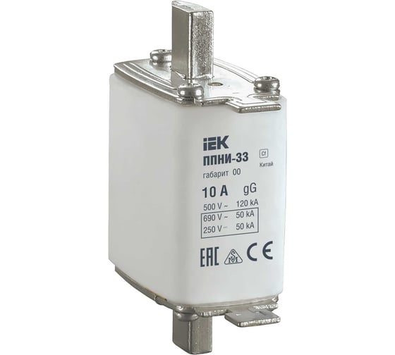 Плавкая вставка предохранителя IEK ППНИ-33, габарит 00, 10А DPP10-010