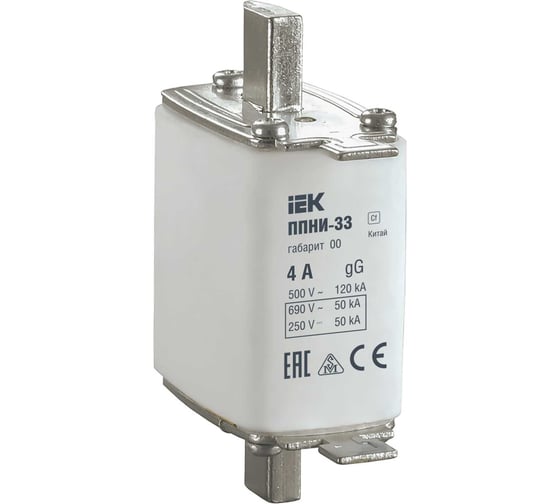 Плавкая вставка предохранителя IEK ППНИ-33, габарит 00, 4А DPP10-004