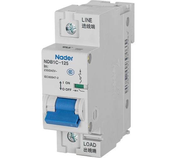 Модульный автоматический выключатель Nader NDB1-125C100/2P 111700009