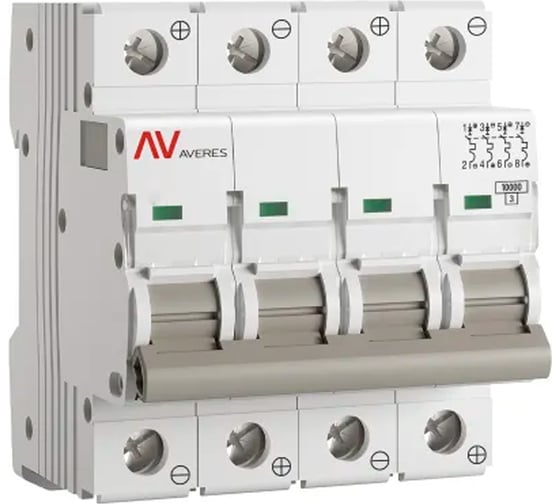 Выключатель автоматический EKF AV-10 DC 4P 3A (C) 10kA AVERES mcb10-DC-4-03C-av