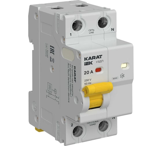 Устройство защиты от дугового пробоя IEK KARAT 1P+N 20A KA-DP10-1-020