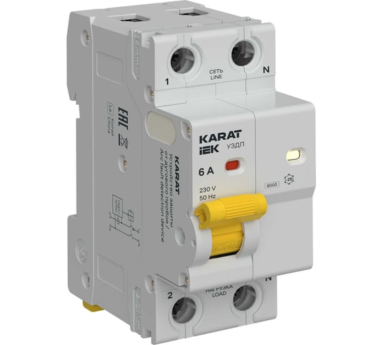 Устройство защиты от дугового пробоя IEK KARAT 1P+N 6А KA-DP10-1-006