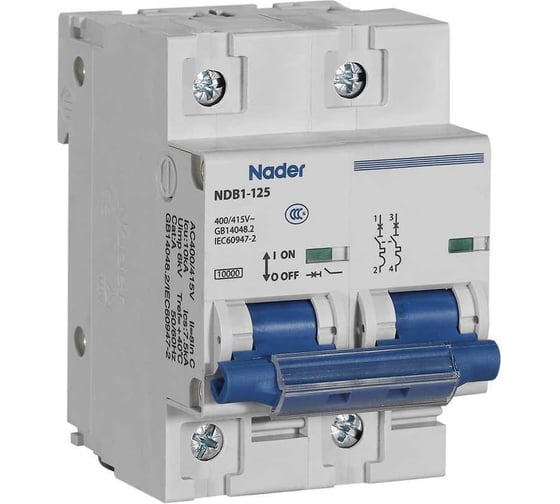Модульный автоматический выключатель Nader NDB1-125B100/2P 111700049