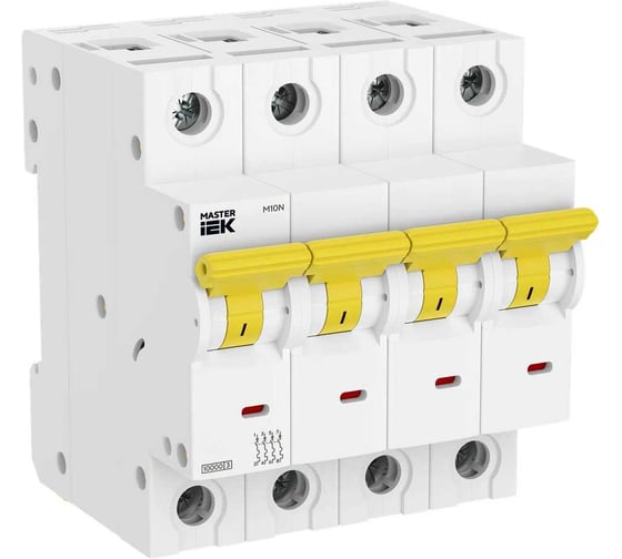 Автоматический выключатель IEK M10N 4P C 16А MASTER MI-M10N-4-C016
