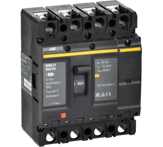 Автоматический выключатель IEK ВА88-31 4P 25А 25кА MASTER SVA00-4-0025-02