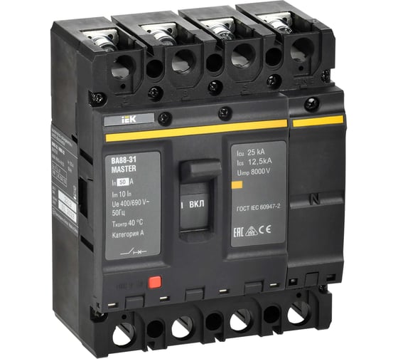 Автоматический выключатель IEK ВА88-31 4P 50А 25кА MASTER SVA00-4-0050-02