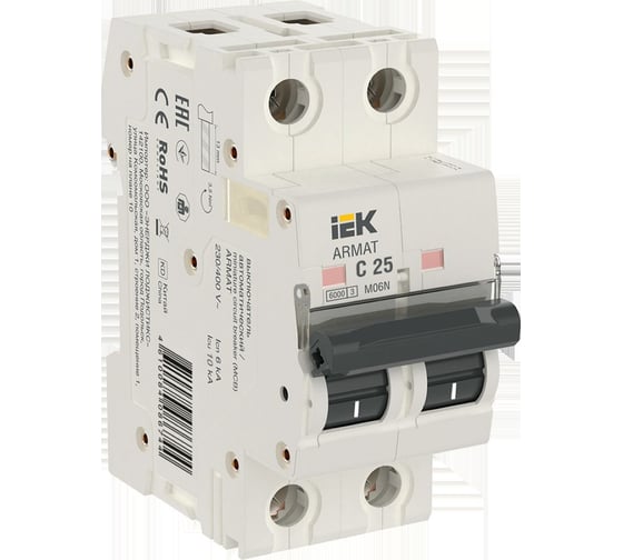 Автоматический выключатель IEK M06N 2P C 25А AR-M06N-2-C025