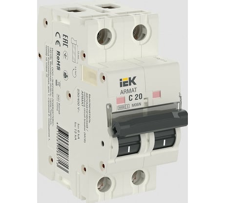 Автоматический выключатель IEK M06N 2P C 20А AR-M06N-2-C020