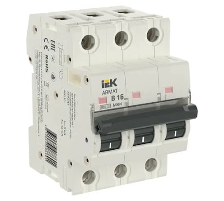 Автоматический выключатель IEK M06N 3P B 16А AR-M06N-3-B016