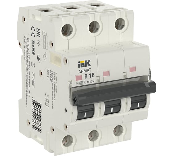 Автоматический выключатель IEK M10N 3P B 16А AR-M10N-3-B016 1