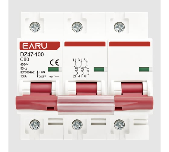 Выключатель автоматический EARU MCB DZ47-125 1P 80A БП-00007956