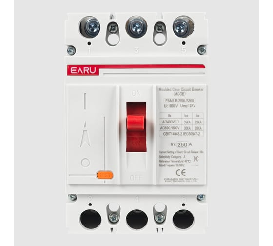 Выключатель автоматический в литом корпусе EARU MCCB EAM1-B-3P 80A БП-00007970