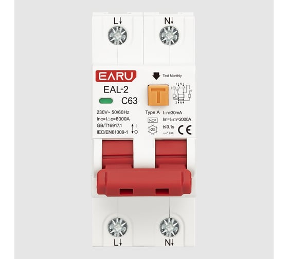 Выключатель автоматический EARU RCBO EAL-2 2P 40A БП-00008004