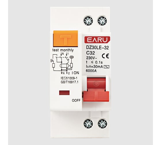 Выключатель автоматический EARU RCBO DZ30LE-32(DPNL) 25A БП-00007996