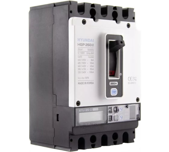 Автоматический выключатель Hyundai HGP250S-G3PEES0000C00250 100-250A (ETU-E, LSIG) ток к.з. 85kA AC380/415В (Без кабеля питания PWC25GPDC24V) 13.03.03.000175