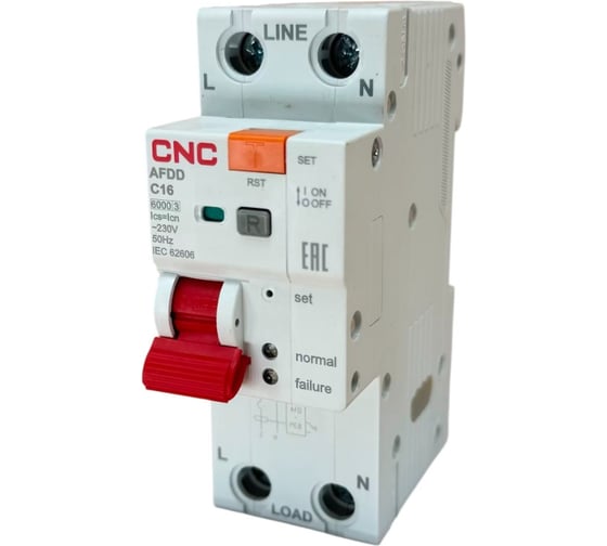 Автоматический выключатель защиты дугового пробоя CNC AFDDL1 C16А 1P+N 6kA 36мм A033813