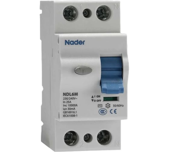 Устройство защитного отключения Nader NDL6M-10025/2P/30mAA 133100038
