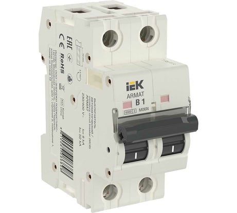 Автоматический выключатель IEK ARMAT M06N 2P B 1А AR-M06N-2-B001