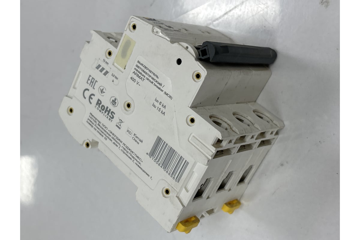 Автоматический выключатель IEK ARMAT M06N 3P D 6А AR-M06N-3-D006 ...