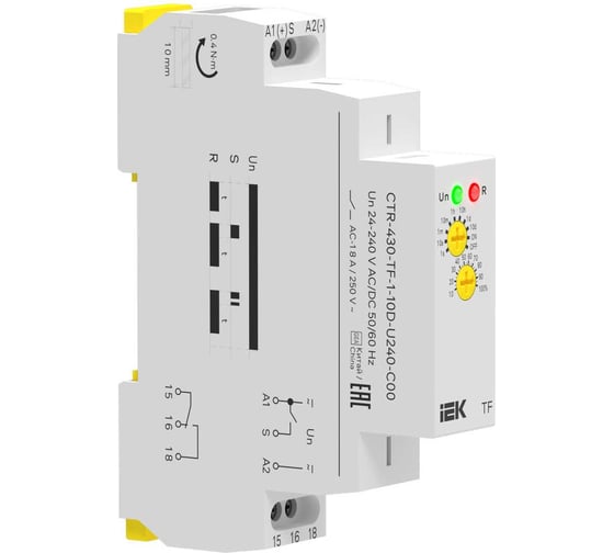 Реле задержки выключения IEK TF 1 контакт, 24-240В AC/DC CTR-430-TF-1-10D-U240-C00