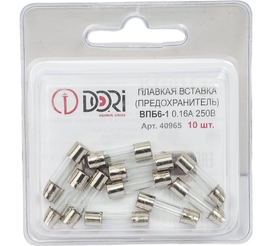 Плавкая вставка DORI ВПБ6-1 0,16А 250В 10 шт 40965 - выгодная цена ...