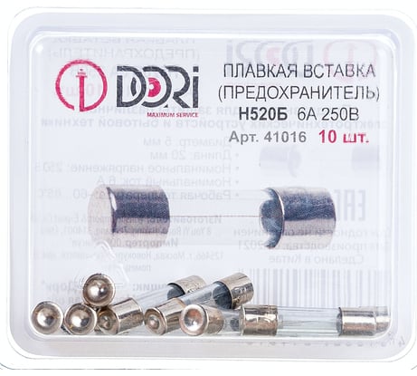 Плавкая вставка DORI Н520Б 6А 250В 10 шт 41016