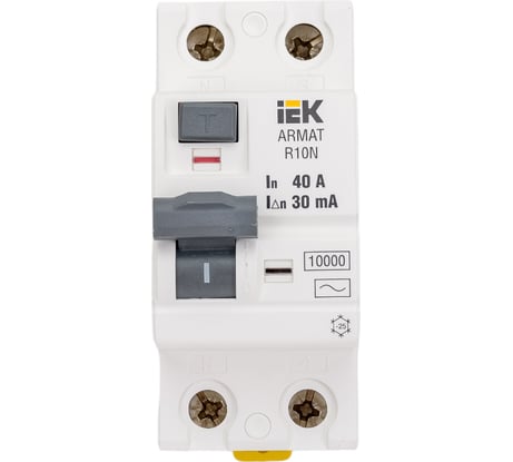 Выключатель дифференциального тока IEK ARMAT R10N 2P 40А 30мА тип AC AR-R10N-2-040C030