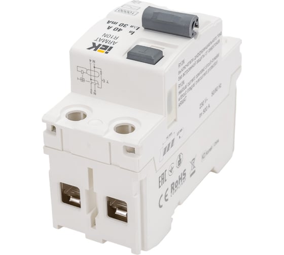 Выключатель дифференциального тока IEK ARMAT R10N 2P 40А 30мА тип AC AR-R10N-2-040C030