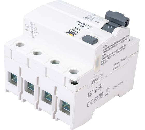 Выключатель дифференциального тока IEK ARMAT R10N 4P 80А 100мА тип AC AR-R10N-4-080C100