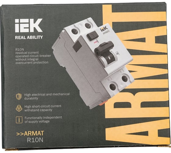 Выключатель дифференциального тока IEK ARMAT R10N 2P 100А 30мА тип AC AR-R10N-2-100C030