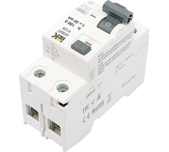 Выключатель дифференциального тока IEK ARMAT R10N 2P 100А 30мА тип AC AR-R10N-2-100C030
