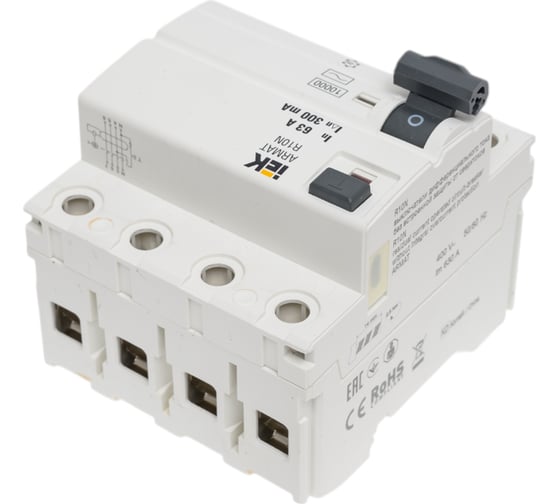Выключатель дифференциального тока IEK ARMAT R10N 4P 63А 300мА тип AC AR-R10N-4-063C300
