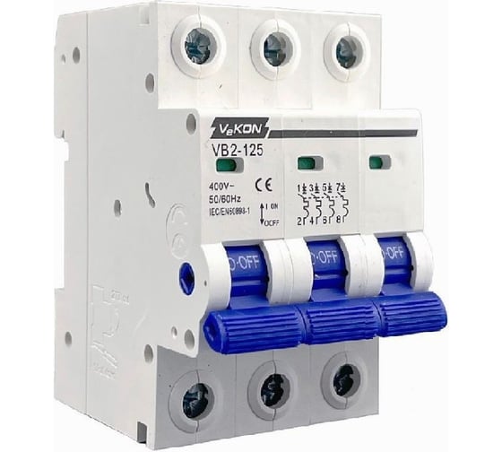 Модульный автоматический выключатель VEKON VB2-125S 3P 80A C 4,5kA ME-MCB-14106-VEKON