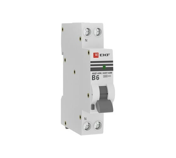 Дифференциальный автомат EKF АВДТ-63М 6А/10мА 6кА PROxima DA63M-6B-10 1