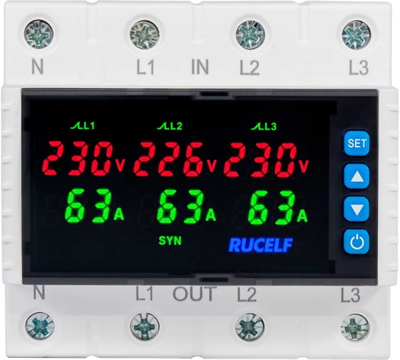 Реле напряжения и тока трехфазное RUCELF SRW-3F63A-U КА-00012106