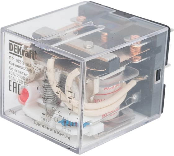 Промежуточное реле DEKraft 3 контакта, с LED индикацией 10А 230В AC ПР-102 23933DEK