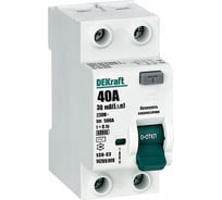 Выключатель дифференциального тока DEKraft 2P 40А 30мА тип AC 6кА УЗО-03 14209DEK