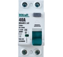 Выключатель дифференциального тока DEKraft 2P 40А 30мА тип AC 6кА УЗО-03 14209DEK
